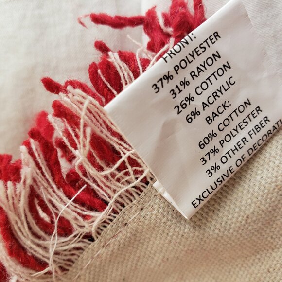 Country Chic Solid Red Table Runner with Tassels by Mud Pie 18" x 90"  NWT - Picture 8 of 12